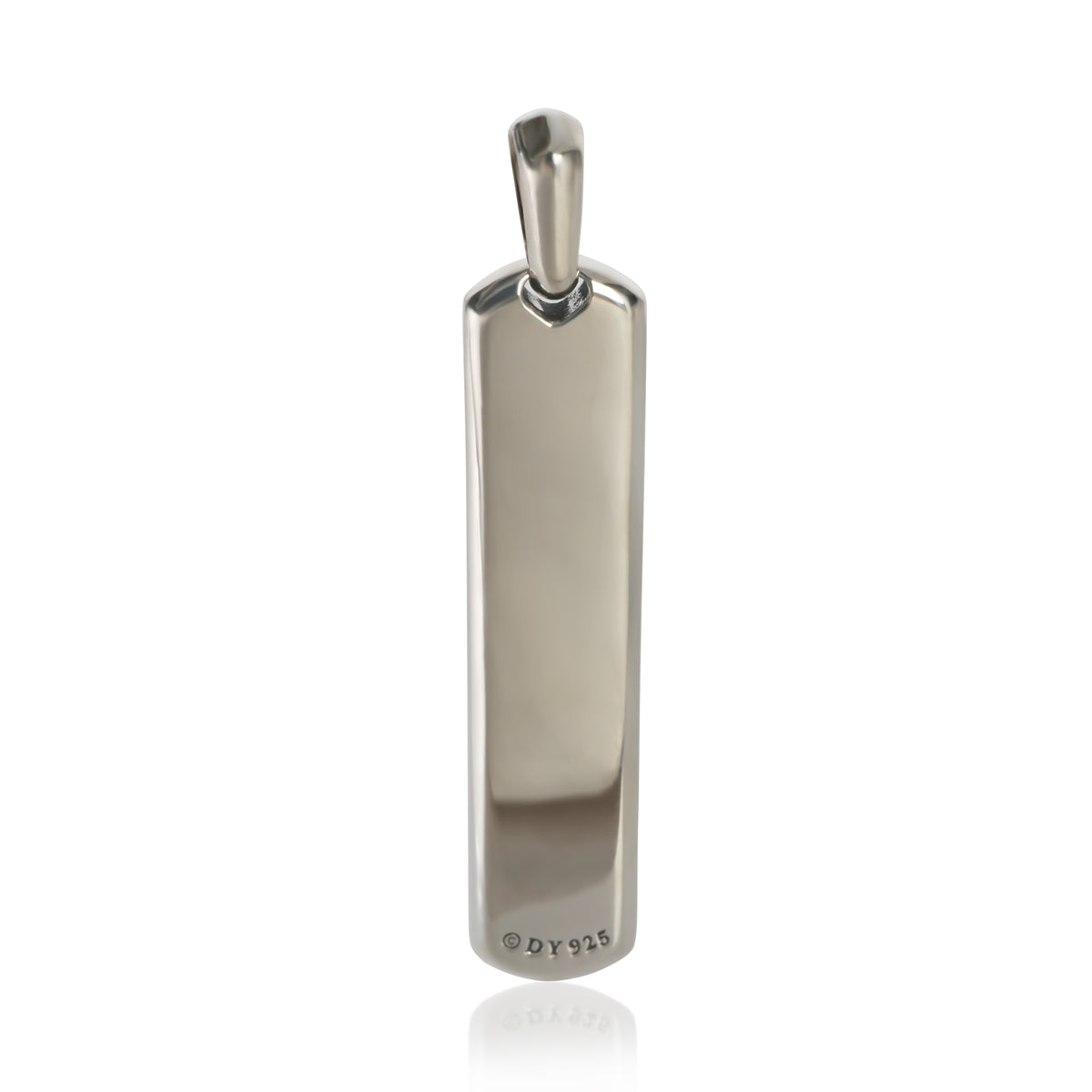 David Yurman Sterling Silver Sapphire Ingot Dog Tag Pendant 3