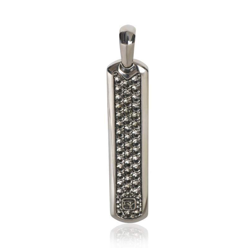 David Yurman Sterling Silver Sapphire Ingot Dog Tag Pendant fv