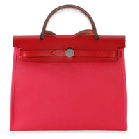 Hermès Rose Mexico Rouge Piment Toile Militaire Hunter Herbag Zip 31 PHW Handbag fv