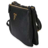 Prada Black Vitello Phenix Double Zip Crossbody Bag Handbag 2