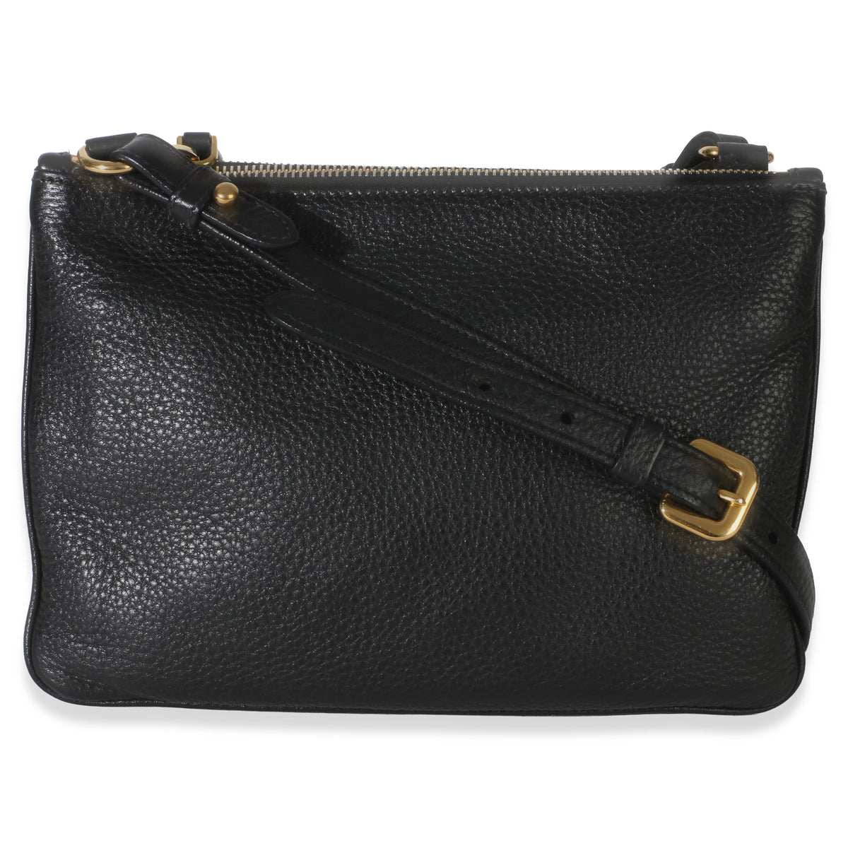 Prada Black Vitello Phenix Double Zip Crossbody Bag Handbag 4