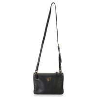 Prada Black Vitello Phenix Double Zip Crossbody Bag Handbag 8