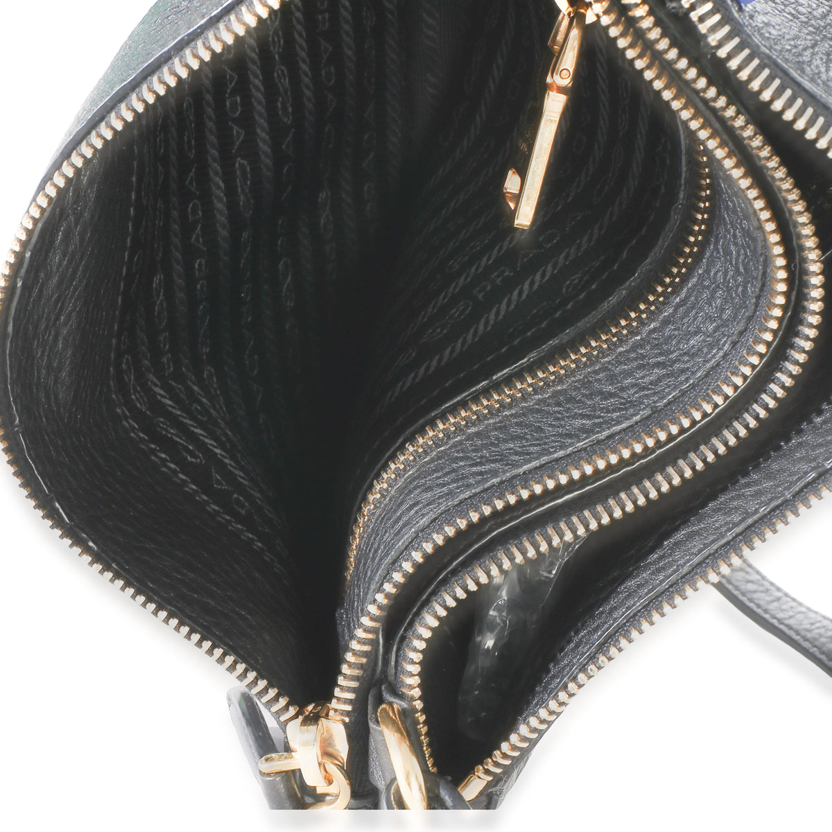 Prada Black Vitello Phenix Double Zip Crossbody Bag Handbag 9