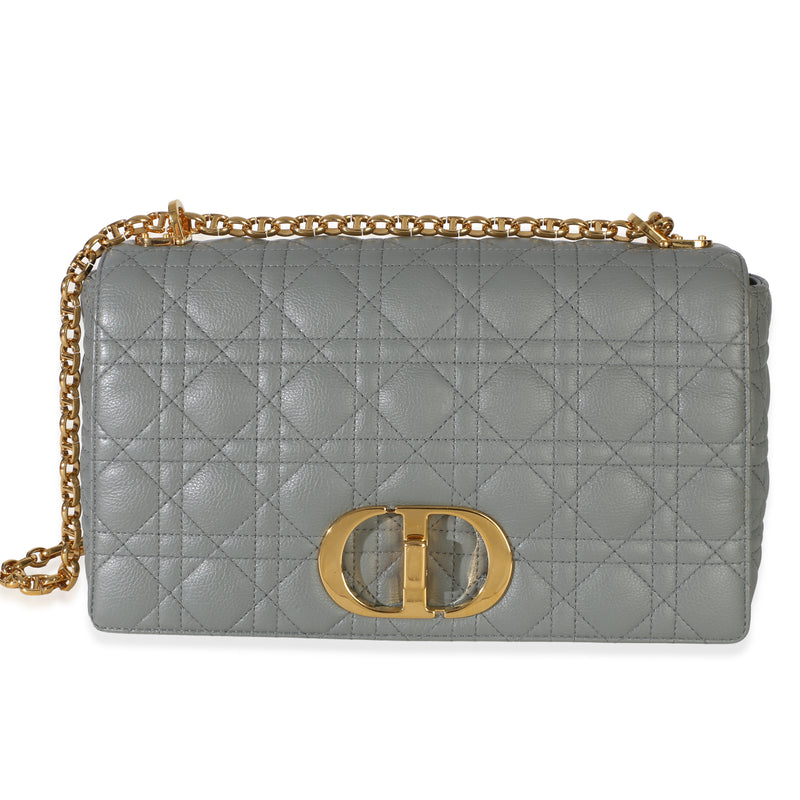 Christian Dior Grey Supple Calfskin Cannage Medium Caro Chain Bag Handbag id
