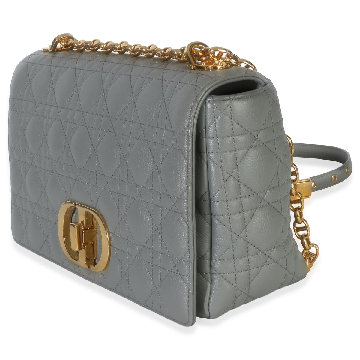 Christian Dior Grey Supple Calfskin Cannage Medium Caro Chain Bag Handbag 2