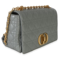 Christian Dior Grey Supple Calfskin Cannage Medium Caro Chain Bag Handbag 3