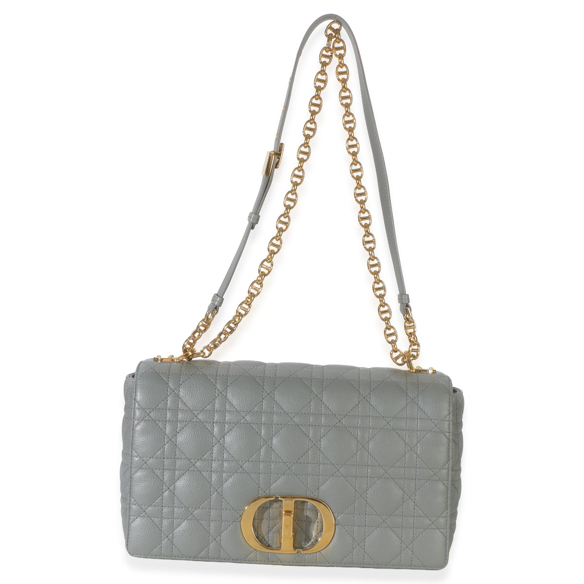 Christian Dior Grey Supple Calfskin Cannage Medium Caro Chain Bag Handbag 8