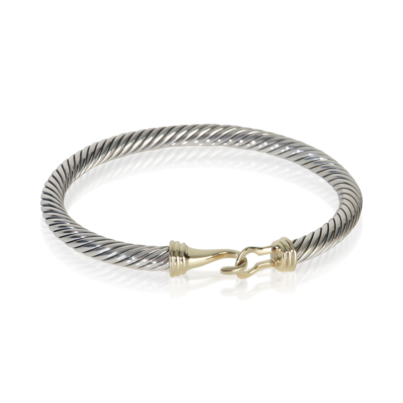 David Yurman Yellow Gold & Sterling Silver  Cable Buckle Bracelet fv