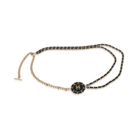 Chanel Gold Plated  2016 Leather & Chain Link CC Necklace fv