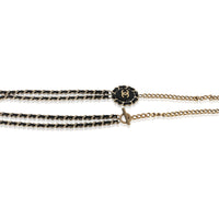 Chanel Gold Plated  2016 Leather & Chain Link CC Necklace sv