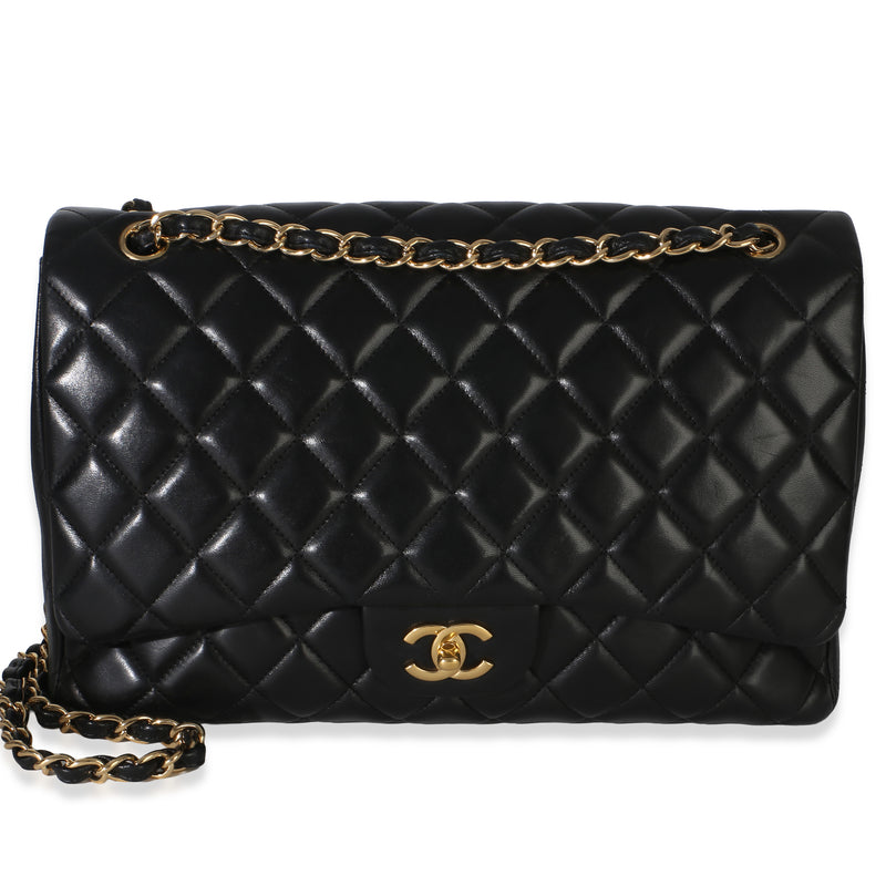 Chanel Black Quilted Lambskin Single Jumbo Flap Bag Handbag id