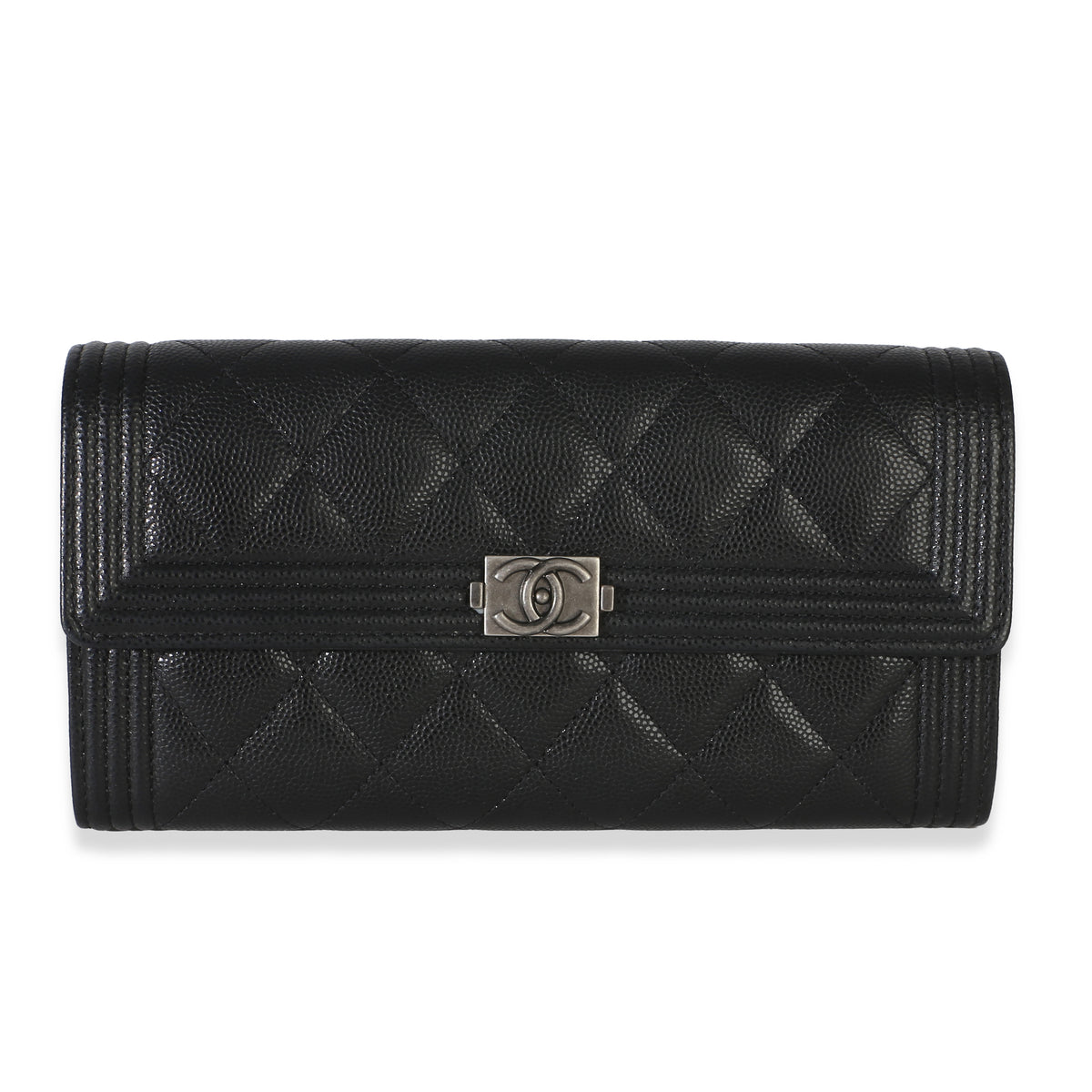 Chanel Black Quilted Caviar Boy Flap Wallet Wallet id