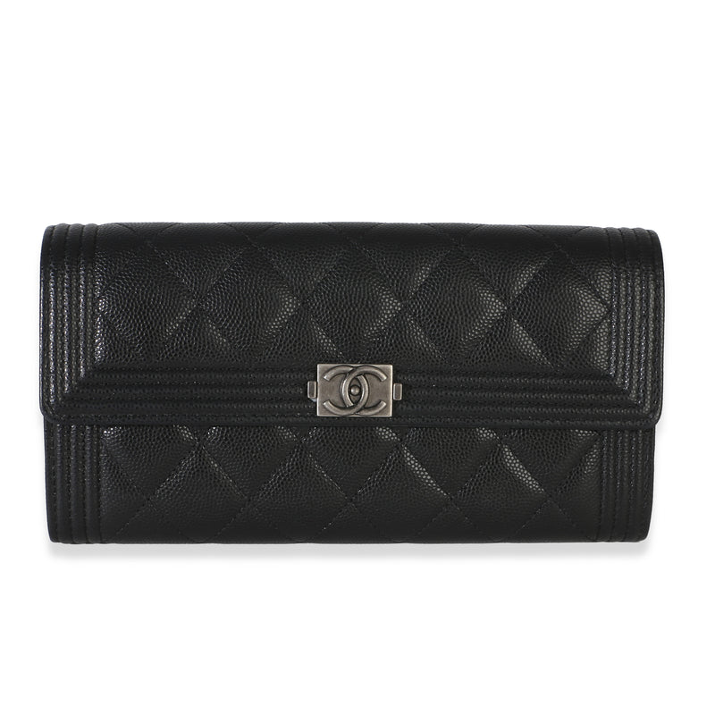 Chanel Black Quilted Caviar Boy Flap Wallet Wallet id
