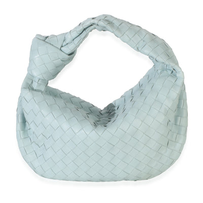 Bottega Veneta Teal Washed Nappa Intrecciato Teen Jodie Handbag fv