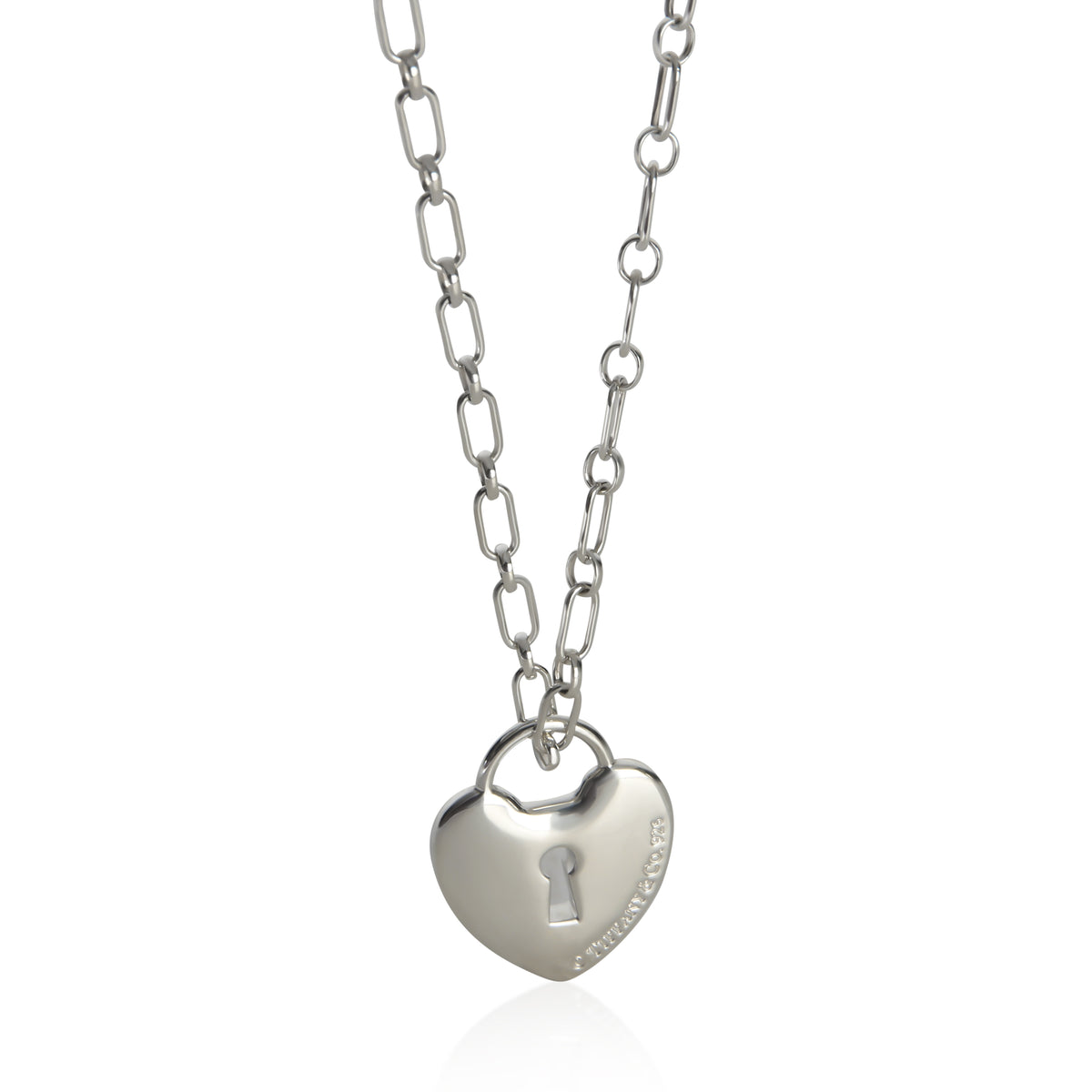Tiffany & Co. Sterling Silver  Heart Lock Necklace fv