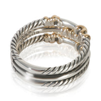 David Yurman Yellow Gold & Sterling Silver Diamond Petite Helena 3 Row Ring 3