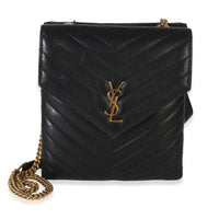 Saint Laurent Black Matelasse Lambskin Monogram Double Flap Bag Handbag id