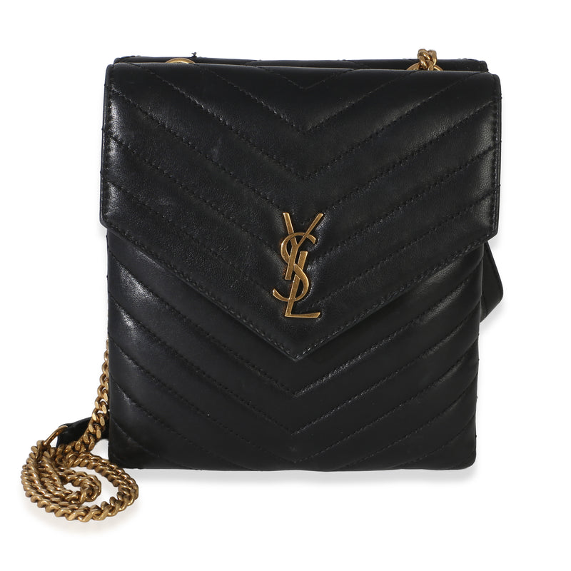 Saint Laurent Black Matelasse Lambskin Monogram Double Flap Bag Handbag id