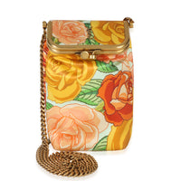Saint Laurent Orange Multicolor Floral Satin Small Charniere Chain Bag Handbag id