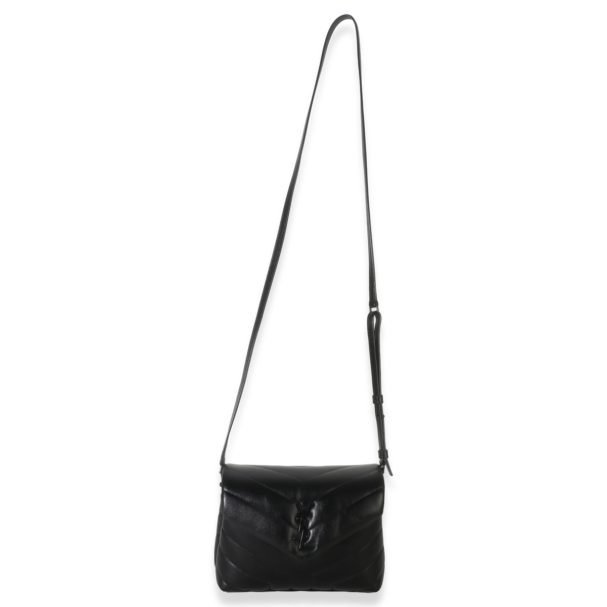 Saint Laurent Black Monochrome Calfskin Y Quilted Toy Loulou Crossbody Handbag 8