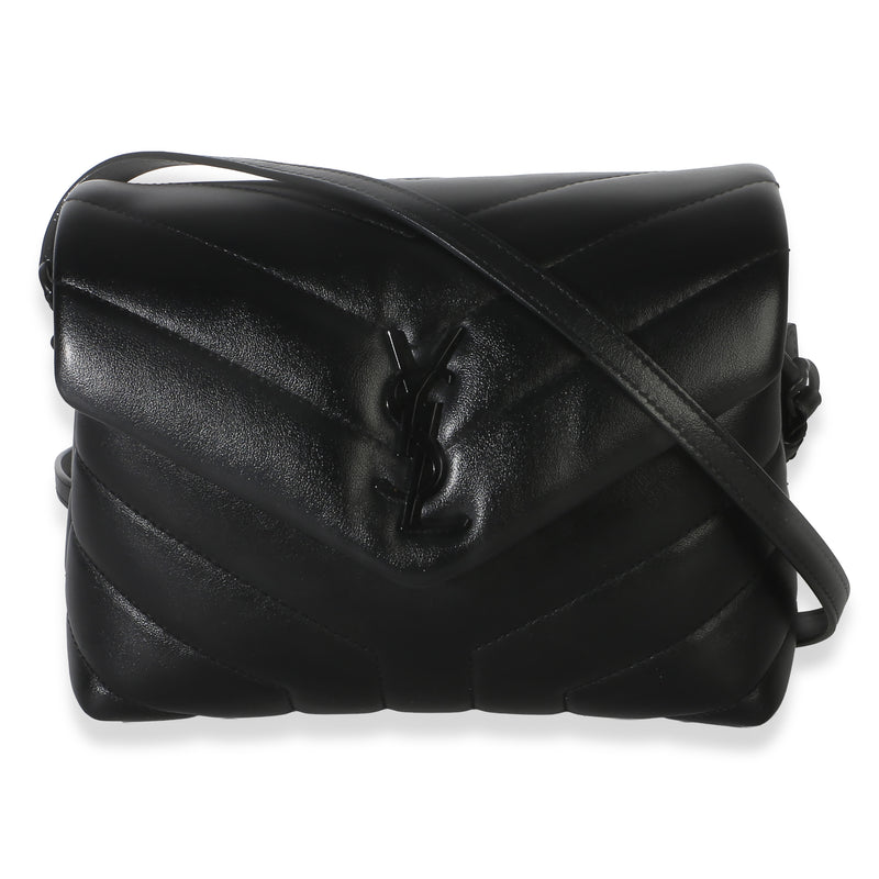 Saint Laurent Black Monochrome Calfskin Y Quilted Toy Loulou Crossbody Handbag fv