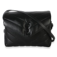 Saint Laurent Black Monochrome Calfskin Y Quilted Toy Loulou Crossbody Handbag fv