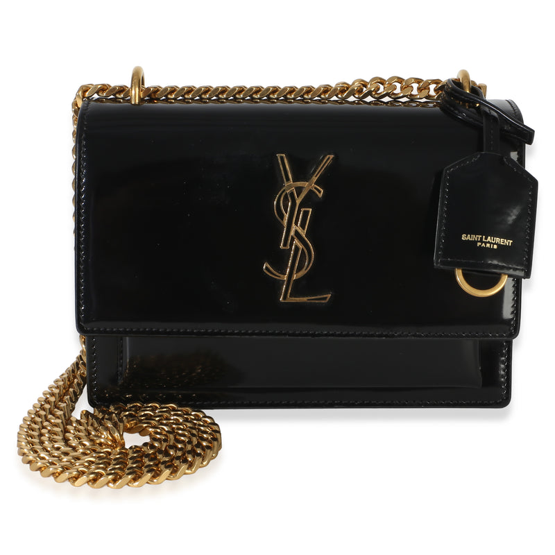 Saint Laurent Black Patent Monogram Small Sunset Bag Handbag id