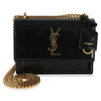 Saint Laurent Black Patent Monogram Small Sunset Bag Handbag id