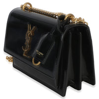Saint Laurent Black Patent Monogram Small Sunset Bag Handbag 2