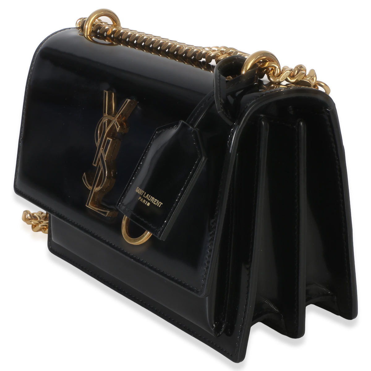 Saint Laurent Black Patent Monogram Small Sunset Bag Handbag 2
