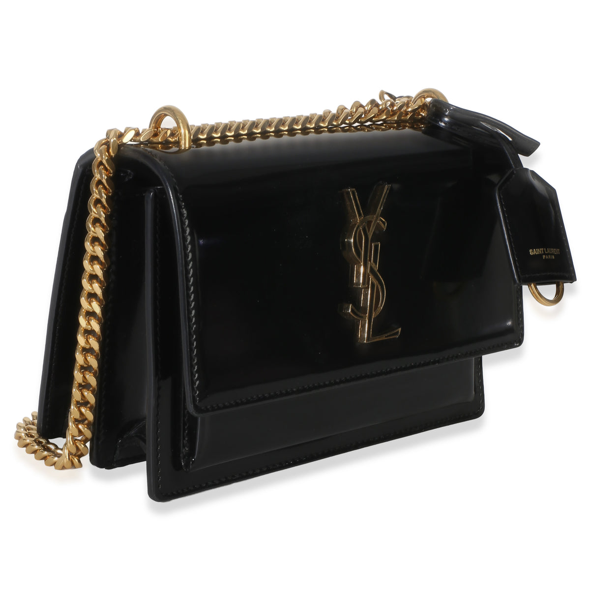 Saint Laurent Black Patent Monogram Small Sunset Bag Handbag 3