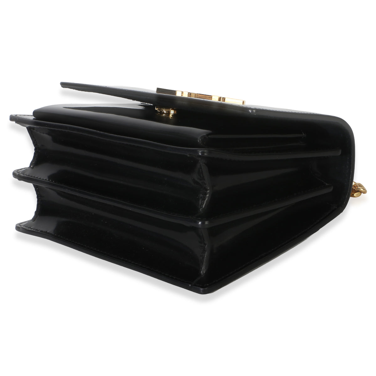 Saint Laurent Black Patent Monogram Small Sunset Bag Handbag 6