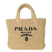 Prada Natural Raffia Logo Tote Handbag id