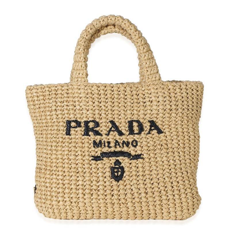Prada Natural Raffia Logo Tote Handbag id