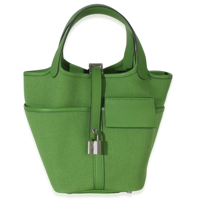 Hermès Vert Yucca Toile Goeland Swift Cargo Picotin Lock 18 PHW Handbag id