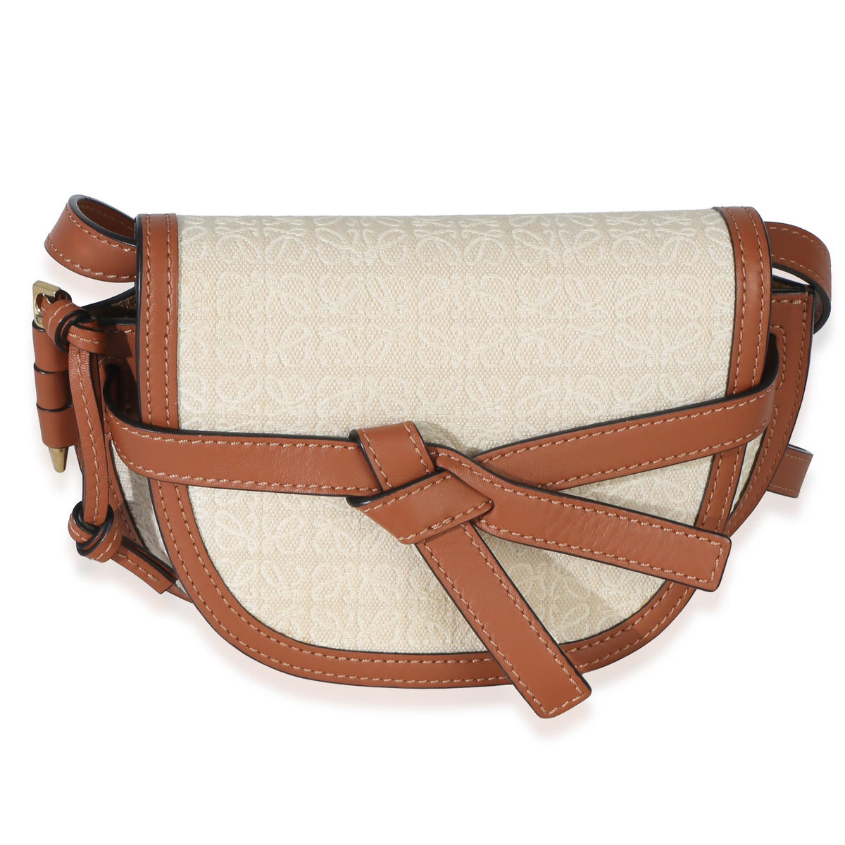 Loewe Beige Calfskin Jacquard Anagram Mini Dual Gate Bag Handbag id