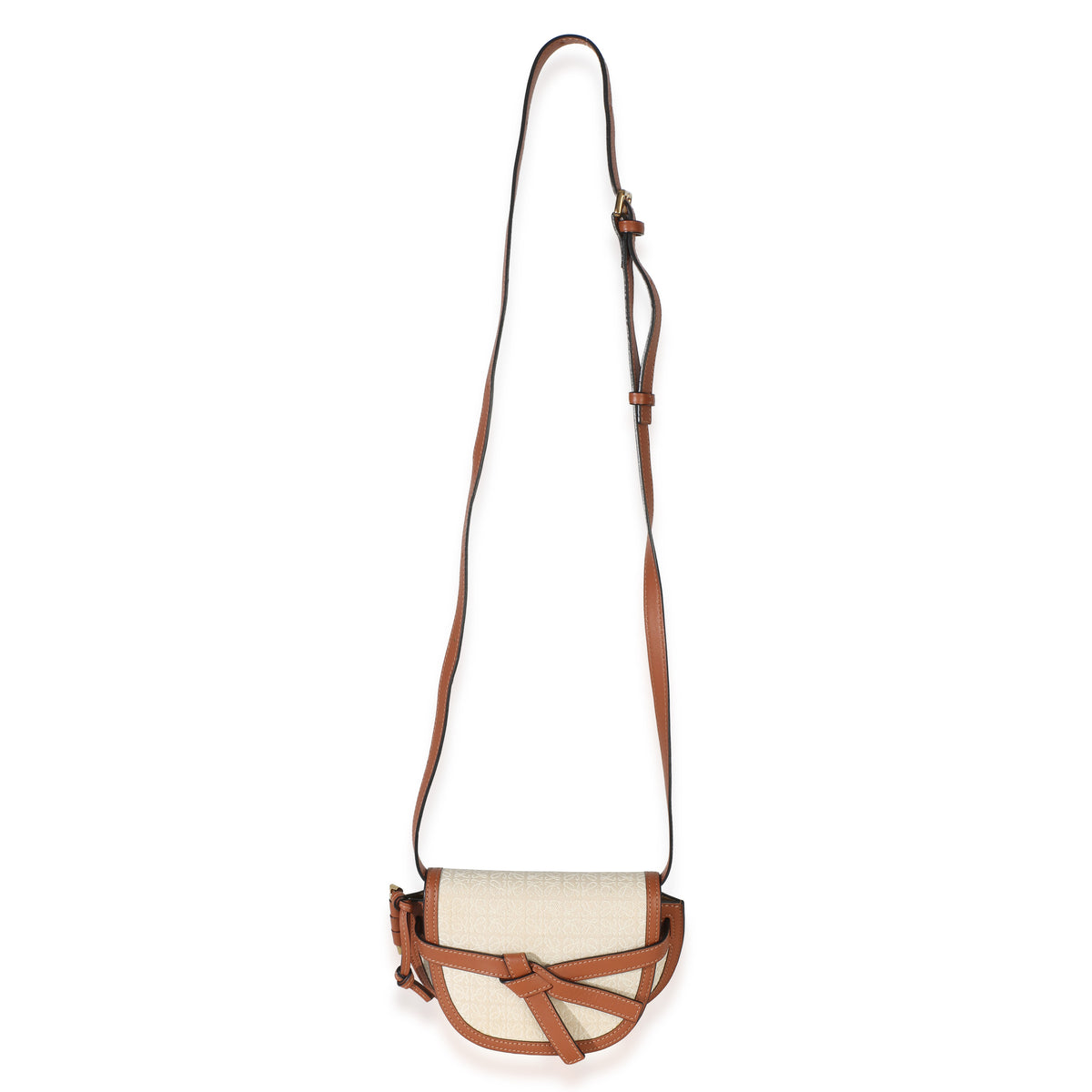 Loewe Beige Calfskin Jacquard Anagram Mini Dual Gate Bag Handbag 8