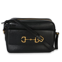 Gucci Black Textured Calfskin Small Horsebit 1955 Shoulder Bag Handbag id