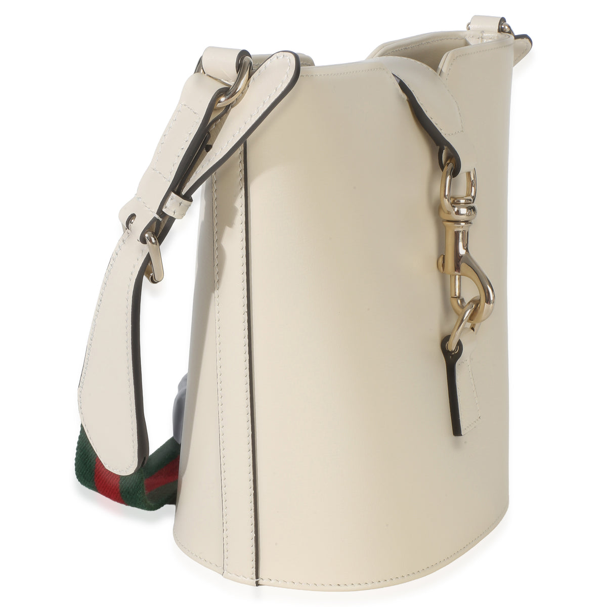 Gucci White Tritone Calfskin Ophidia Web Mini Bucket Bag Handbag 3