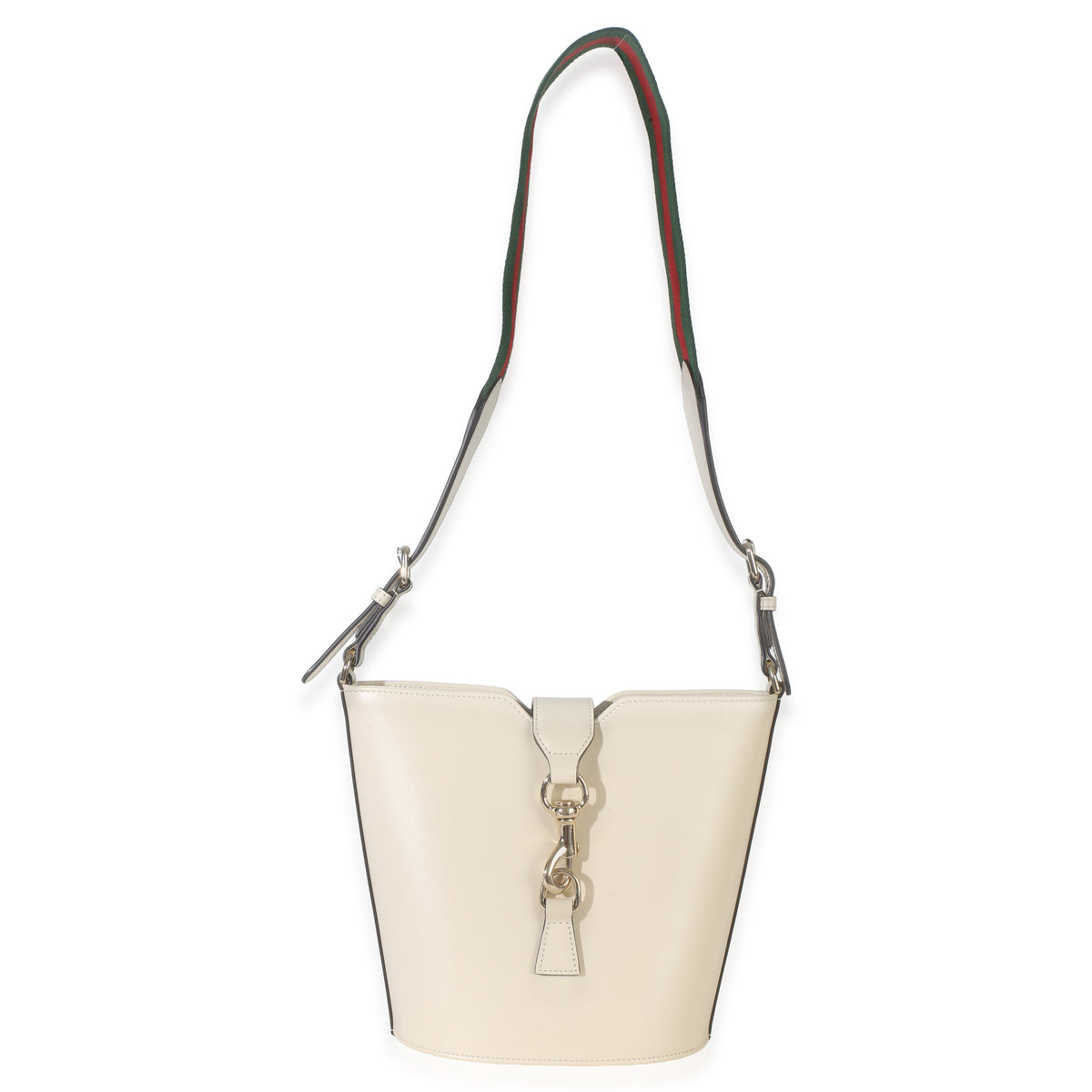 Gucci White Tritone Calfskin Ophidia Web Mini Bucket Bag Handbag 8