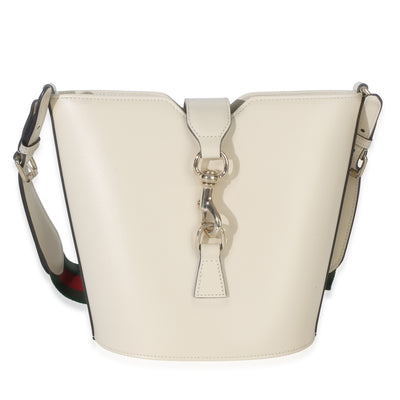 Gucci White Tritone Calfskin Ophidia Web Mini Bucket Bag Handbag fv