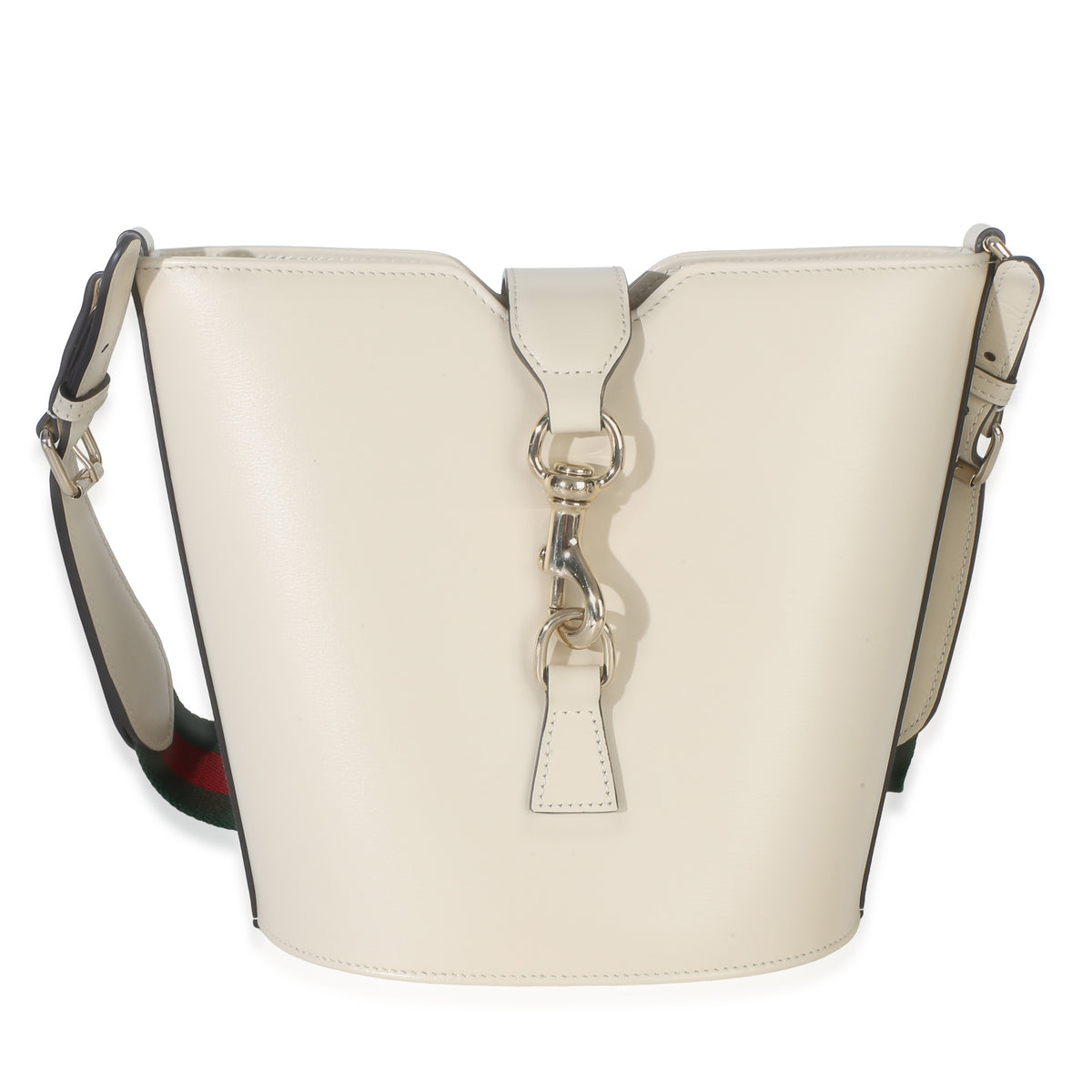 Gucci White Tritone Calfskin Ophidia Web Mini Bucket Bag Handbag fv