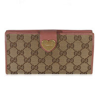 Gucci Pink GG Supreme Canvas Heart Continental Wallet Wallet id