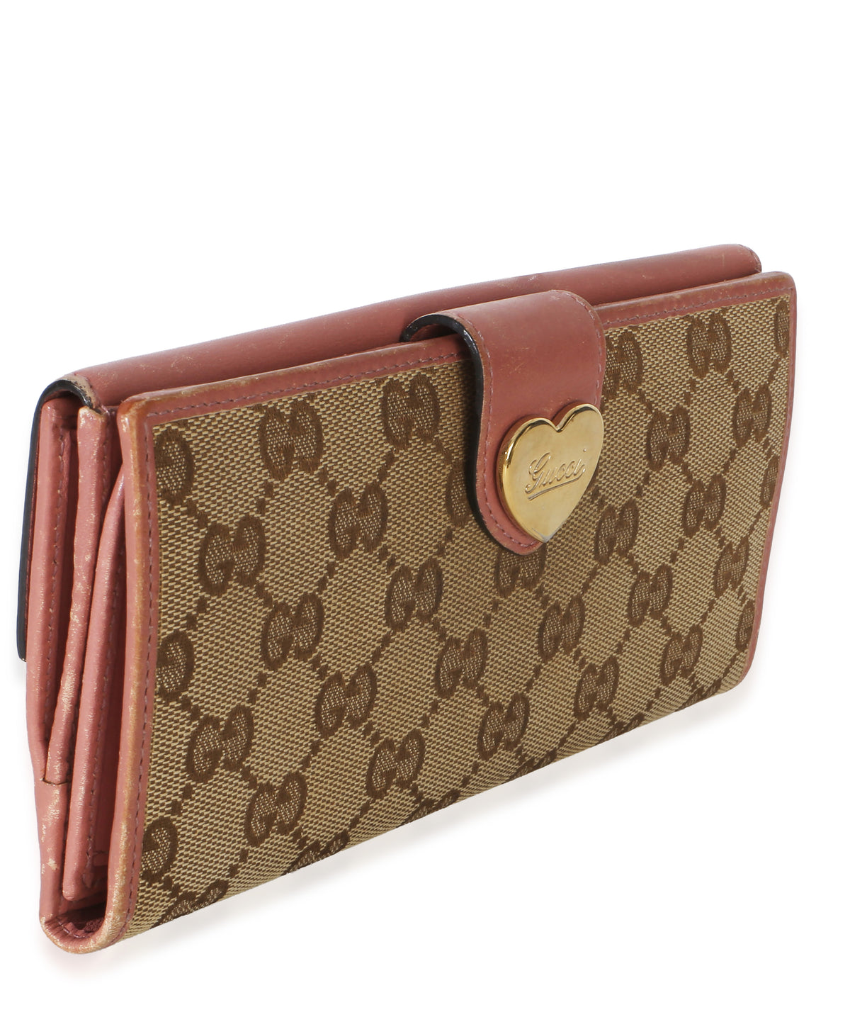 Gucci Pink GG Supreme Canvas Heart Continental Wallet Wallet 3