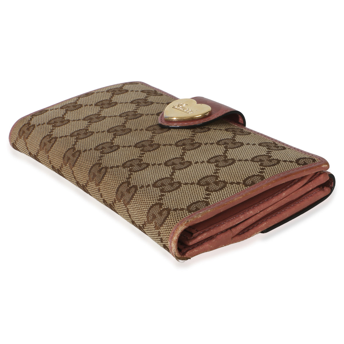 Gucci Pink GG Supreme Canvas Heart Continental Wallet Wallet 6