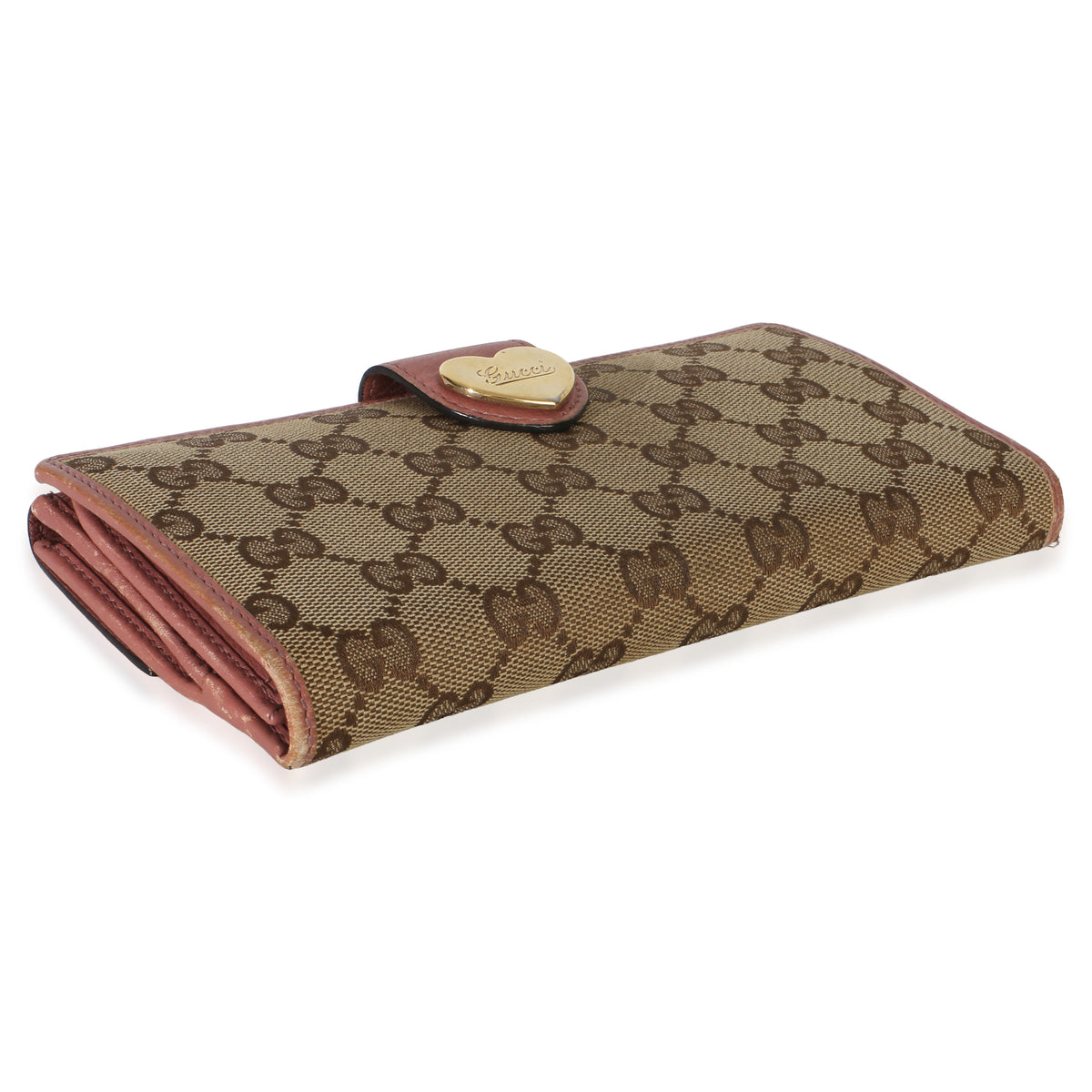 Gucci Pink GG Supreme Canvas Heart Continental Wallet Wallet 7