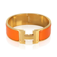 Hermès Gold Plated  Clic Clac In Orange Fruite Bracelet fv
