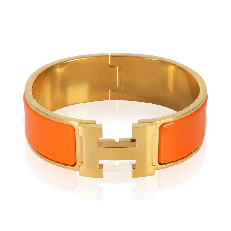 Hermès Gold Plated  Clic Clac In Orange Fruite Bracelet fv