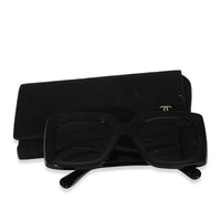 Chanel Black Gold Acetate Rectangle Sunglasses id