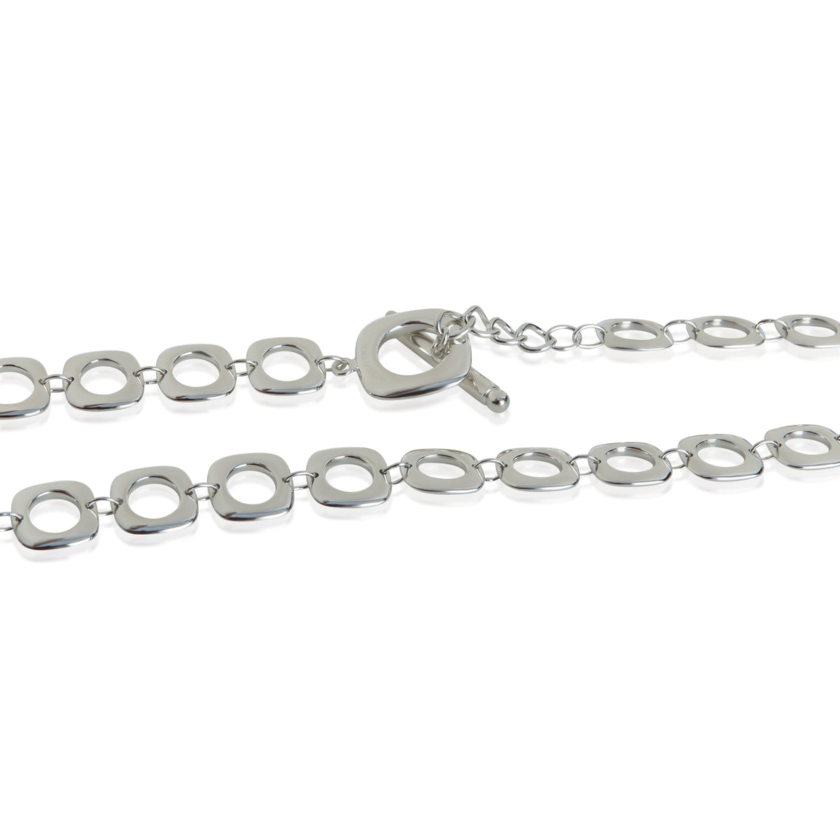 Tiffany & Co. Sterling Silver  Square Cushion Link Toggle Necklace 2